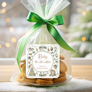 Winter Baby its Cold Outside Winter Baby Shower Square Sticker