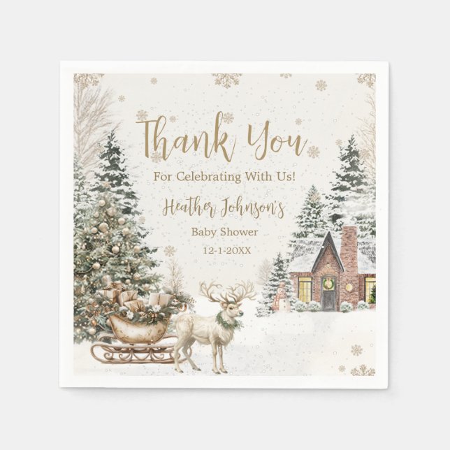 Winter Baby It's Cold, Snowflakes Baby Shower Napkins (Front)