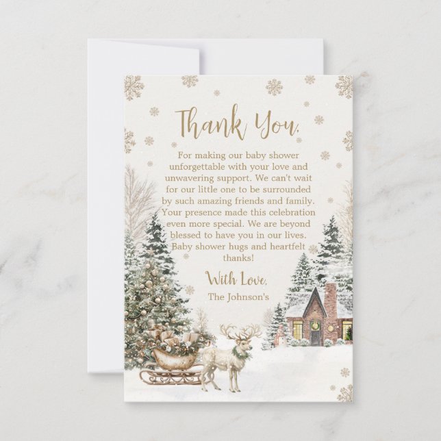 Winter Baby It's Cold, Snowflakes Baby Shower Thank You Card (Front)