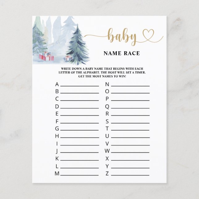Winter baby name race game (Front)