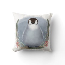 Winter Baby Penguin Throw Pillow