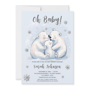Winter Baby Polar Bear Family Baby Shower  Invitation
