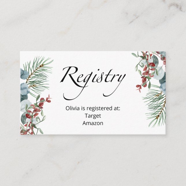 Winter Baby Registry Enclosure Card (Front)