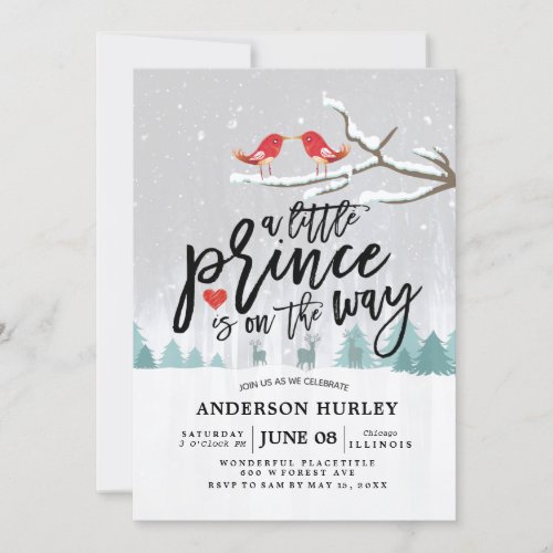 Winter Baby Shower a little prince is on the way Invitation