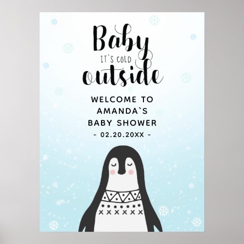 Winter Baby Shower  Animals Welcome Poster