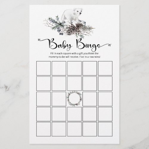 Winter baby shower baby bingo game