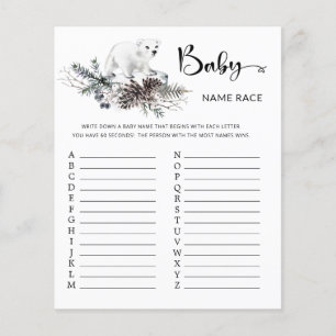 Winter Baby Shower Baby Name Race Game
