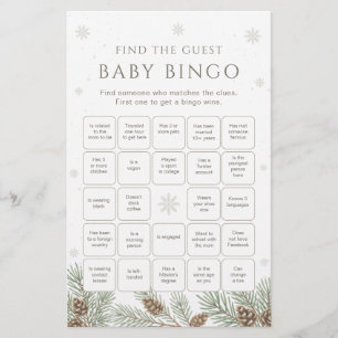 Winter Baby Shower Bingo Game Find the Guest Game