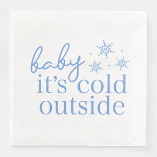Winter Baby Shower Blue Baby It's Cold Outside Paper Dinner Napkins