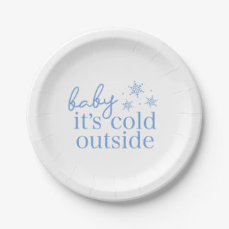 Winter Baby Shower Blue Baby It's Cold Outside Paper Plates