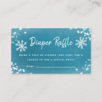 Winter Baby Shower Blue Snow Diaper Raffle Ticket Enclosure Card