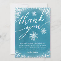 Winter Baby Shower Blue Snow Thank You Card