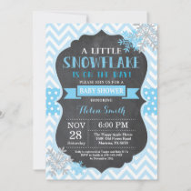 Winter Baby Shower Blue Snowflake Chalkboard Invitation