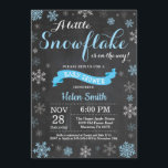 Winter Baby Shower Blue Snowflake Chalkboard Invitation<br><div class="desc">Winter Baby Shower invitation. Blue Snowflake. Boy Baby Shower Invitation. Winter Holiday Baby Shower Invite. Blue and White Snowflakes. Chalkboard Background. For further customization,  please click the "Customize it" button and use our design tool to modify this template.</div>