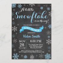 Winter Baby Shower Blue Snowflake Chalkboard Invitation