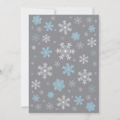 Winter Baby Shower Blue White and Gray Snowflake Invitation (Back)