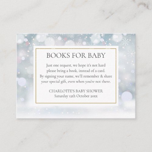 Winter Baby Shower Books For Baby Book Request Enclosure Card