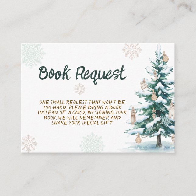 Winter Baby Shower Books for Baby Enclosure Card (Front)