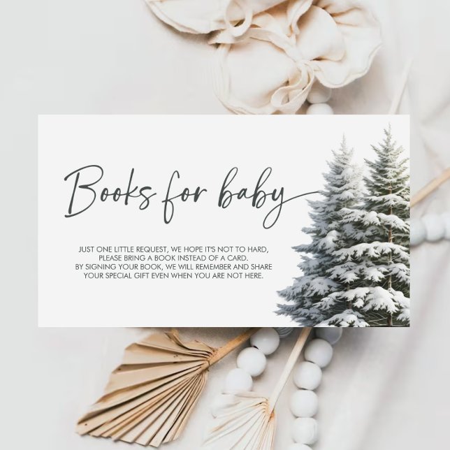 Winter Baby Shower Books For Baby Ticket Enclosure Card (Creator Uploaded)
