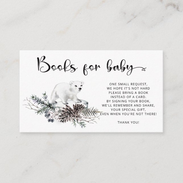 Winter Baby shower books for baby ticket  Enclosure Card (Front)
