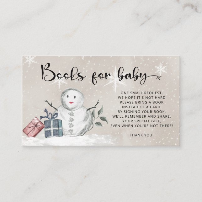 Winter Baby shower books for baby ticket Enclosure Card (Front)