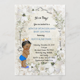 Winter Baby Shower Boy, white,Winter Wonderland Invitation