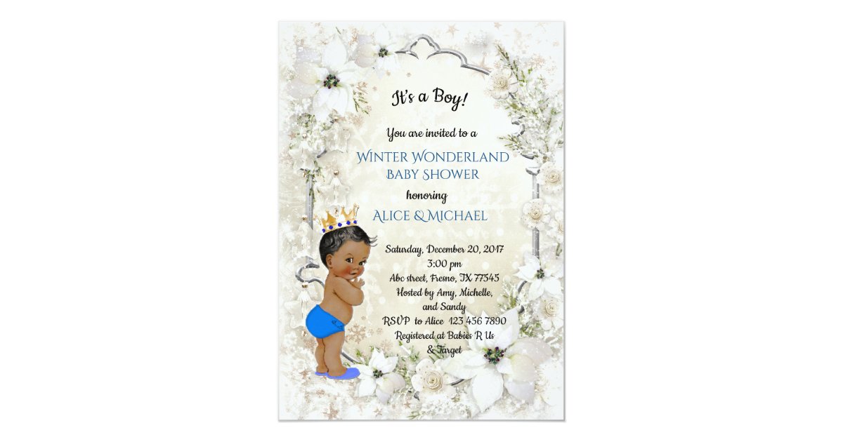 Winter Baby Shower Boy White Winter Wonderland Invitation