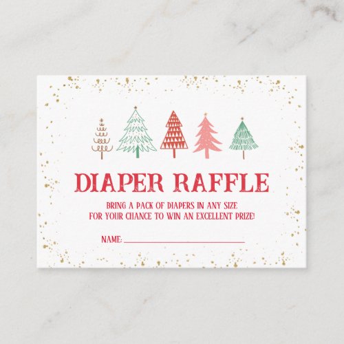 Winter Baby Shower Christmas Tree Diaper Raffle Enclosure Card