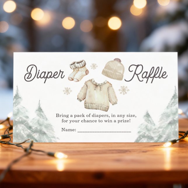 Winter Baby Shower Cold Outside Snow Diaper Raffle Enclosure Card (Creator Uploaded)