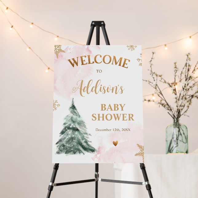 Winter Baby Shower Cold Outside Snowflakes Welcome Foam Board (In Situ (Stand))