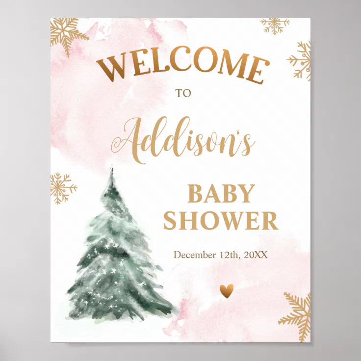 Winter Baby Shower Cold Outside Snowflakes Poster Zazzle