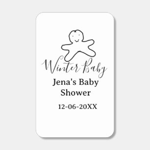 Winter baby shower cookie black scribble hand-draw matchboxes