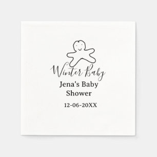 Winter baby shower cookie black scribble hand-draw napkins
