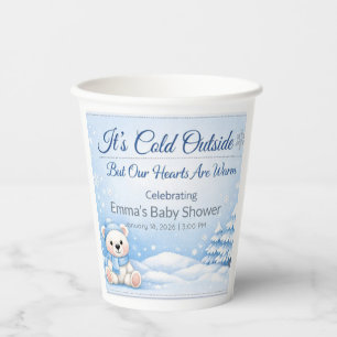 Winter Baby Shower Cups   Warm Teddy Bear Theme