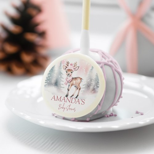 Winter baby shower cute deer pink favors