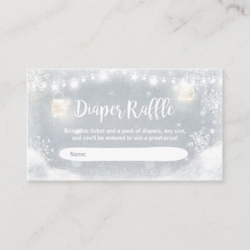 Winter Baby Shower Diaper Raffle Card Rustic Snow