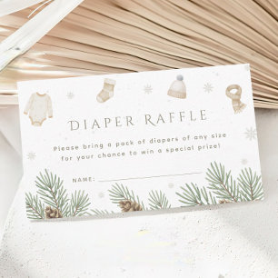 Winter Baby Shower Diaper Raffle Enclosure Card