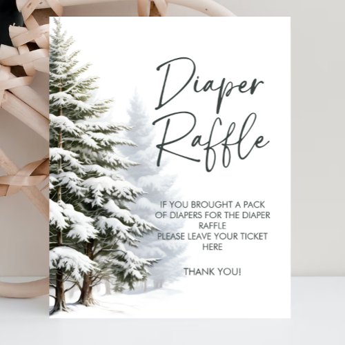 Winter Baby Shower Diaper Raffle Sign