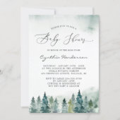 Winter Baby Shower Elegant Chic Forest Pine Trees Invitation (Front)