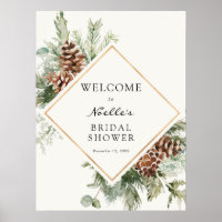 Winter Baby Shower Evergreen Welcome Poster