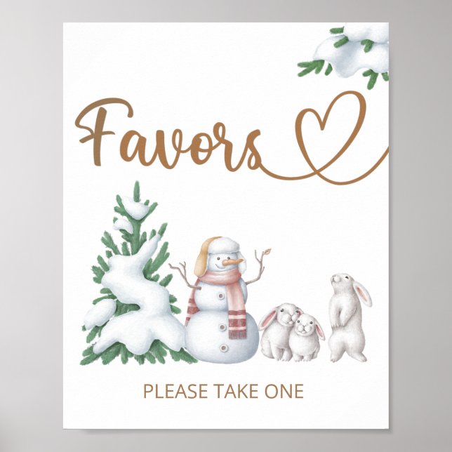 Winter baby shower Favors sign (Front)
