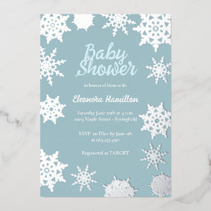 Winter Baby Shower Foil Invitation