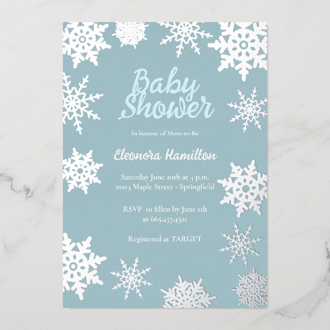 Winter Baby Shower Foil Invitation (Front)