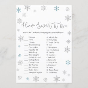 Winter Baby Shower Game w answer back 5x7 size Invitation