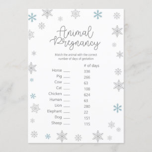 Winter Baby Shower Game w answer back 5x7 size Invitation
