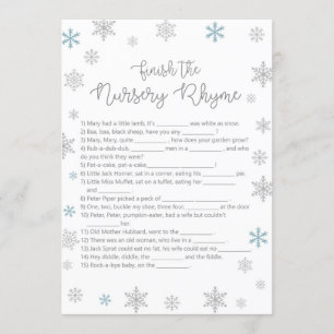 Winter Baby Shower Game w answer back 5x7 size Invitation