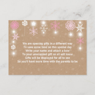 Winter Baby Shower Gift Poem card Pink Girl