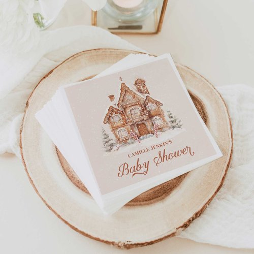 Winter Baby Shower Gingerbread House Napkins