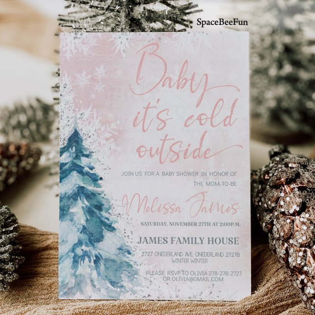 Winter baby shower Girl Baby it's cold outside Bab Invitation (Winter baby shower Girl Baby it's cold outside Baby shower invitation Winter baby shower invites Chr)