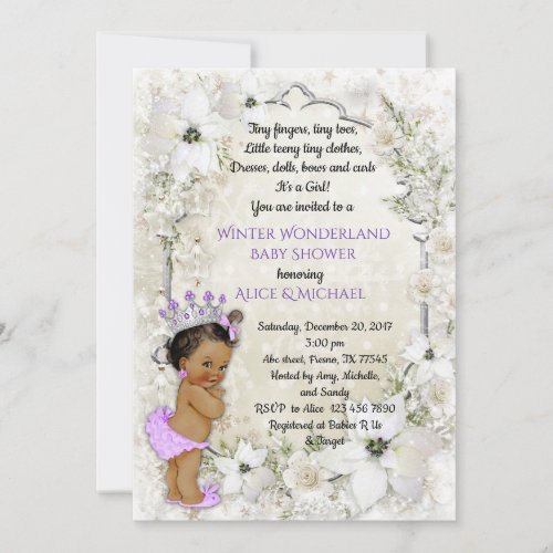 Winter Baby Shower GirlbrunetteWinter Wonderland Invitation